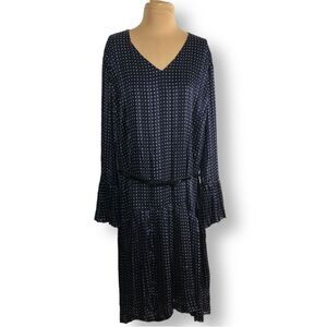 The Limited Collection Dress Womens 20W Navy Blue Pleated Drop Waist Astral Aura